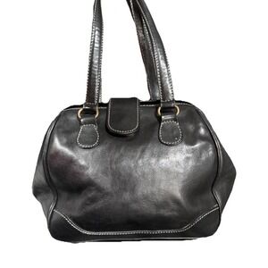 Vtg Talbots Shoulder Bag Black Leather‎  Shoulder Strap Y2K Hobo